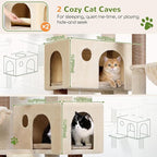 Globlazer Large Cat Tree, 72 inch Tall Cat Climbing Tower for Indoor Large Adult Cats Multi-Level Furniture Tree House with 2 Cozy Perches, 2 Padded Condos, 5 Sisal Scratching Posts, F72G, Beige