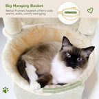Globlazer 45" Cat Tree for 2-3 Medium Cats, Multi-Level Cat Tower with Scratching Board for Kittens and Senior Cats, Condo & Hammock Space Saving Cat Tower, F45, Beige