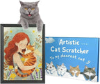Art Cat Scratcher, Wall Mounted Sisal Cat Scratcher for Indoor Cats 17.01x13.1x1.18 Inches, Furniture Protector, Cat Scratch Rug, Decorative Cat Wall,Easy Install,No Drilling