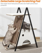 Modern Wood Cat Tree Tower for Indoor Cats Large Adult - 67 Inch Tall Multi-Level Heavy Duty Cat Condo Trees Furniture with Caves Perch Bed Scratching Board -XL Big Wooden Kitty House