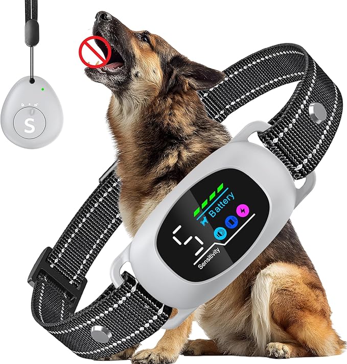 Dog Bark Collar with Remote – 2-in-1 Automatic & Manual Modes, Smart Anti Bark Dog Training Collar with Beep, Vibration & Shock, 330FT Range, IP67 Waterproof, Rechargeable (8-150lbs)