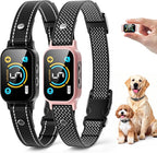 2 Pack Bark Collar, Smart Dog Bark Collar for Large Medium Small Dogs, Rechargeable Ultra-Light Training Collar with Beep Vibration, Anti Barking Device with 5-Level Sensitivity (Pink)