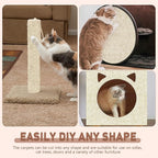 Cat Scratch Furniture Protector for Couch, Wall & Door Guard, Trimmable Self-Adhesive Scratch Pad, DIY Climbing Mat, Deterrent, Scratching Post Replacement (78.7''x15.8'', Khaki)