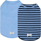 KYEESE 2Pack Dog Shirt, Soft Striped Dogs T Shirts, Lightweight Pet Tank Top, Sleeveless Dog Shirt for Small Dogs, Stretchy Comfortable Pet Vest, Dark Blue, XL