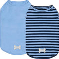 KYEESE 2Pack Dog Shirt, Soft Striped Dogs T Shirts, Lightweight Doggie Tank Top Cat Clothes, Sleeveless Dog Shirt for Small Dogs, Stretchy Pet Vest, Dark Blue, Small