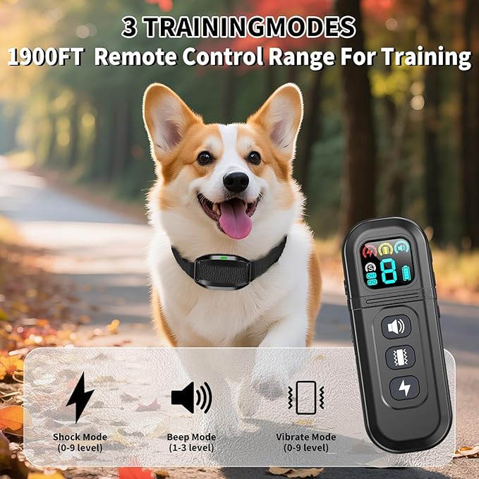 Shock Collar for Small Dogs, Electric Dog Training Collar with Remote,Tailored for 5-30lbs Small Dogs,3 Training Mode Beep, Vibration, Safe Shock(0-9) Waterproof, 1900ft Range (Black, Small)