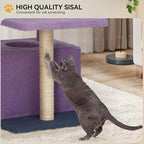 YITAHOME Flower Cat Tree Tower with Detachable Perch, 47.2in Cute Cat Climbing Tower for Indoor Cats with Cat Condo, Sisal Scratching Posts and Board, Purple and White