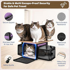 Top and 2 Sides Expandable Pet Carrier 17x11x9.5, TSA Airline Approved Small Dog Carriers for Small Dogs, Soft-Sided Cat Carrier with Self-Locking Zippers for Kitten,Rabbit, Puppy, Guinea Pig Purple