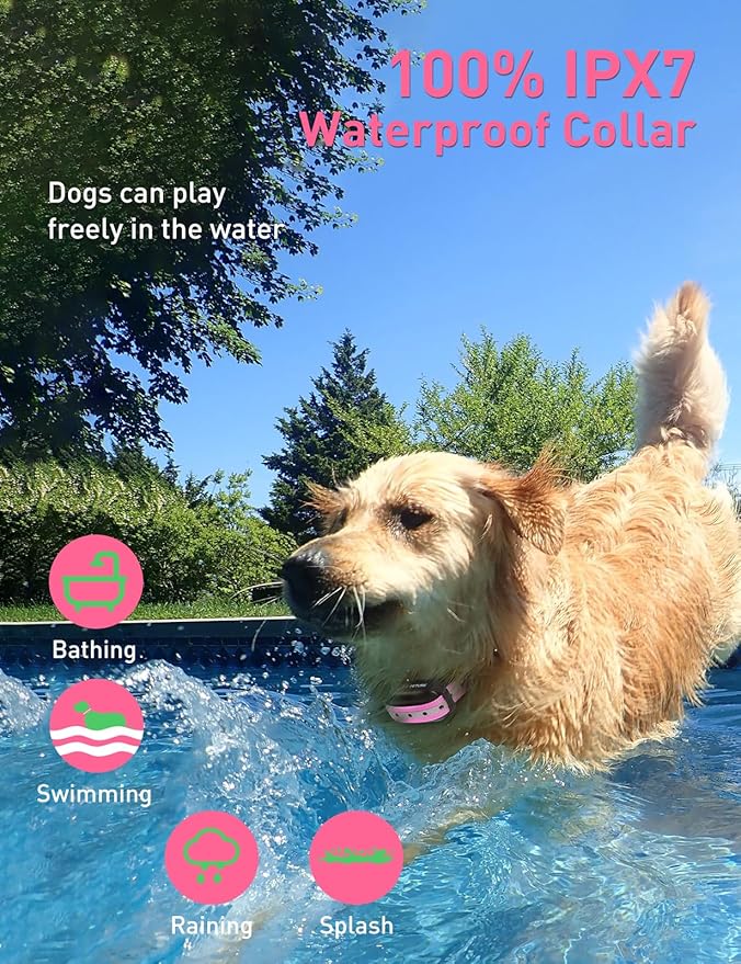 Dog Shock Collar For 2 Dogs, 3300Ft 4 in 1 Dog Training Collar with Beep, Vibration, Shock & Boost Shock, IPX7 Waterproof Rechargeable Bark Shock Collar for Large Medium Dogs(10-120lbs), Security Lock