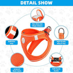 Hipubby Dog Harness and Leash Set, No Pull Soft Mesh Puppy Harness for Small Medium Dogs, Cats - Step in Reflective Breathable Lightweight Vest Harness for Walking, Training - Orange, XS