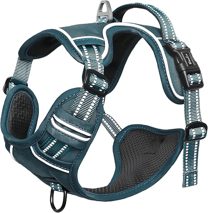 HEELE Dog Harness for Small Dogs No Pull Dog Vest Harness for Small Dog with Soft Padded Handle Reflective for Outdoor Training, Blackish Green, S