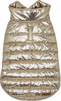 Blueberry Pet Cozy & Comfy Windproof Lightweight Quilted Fall Winter Glossy Dog Puffer Jacket in Gold, Back Length 18.5", Size 18, Warm Coat for Large Dogs