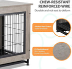 Shintenchi Wooden Dog Crate Furniture for Large Breed, L Double-Door Kennel Indoor with Removable Tray, End Table L Dog Crate for Decoration, 38.6" L, Grey