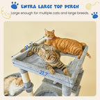 MWPO 74.8 inches Large Cat Tree with Sisal-Covered Scratching Posts & Condo, Tall Cat Tower Entertainment Playground Furniture for Cats & Kittens - Multiple Colors-Light Gray