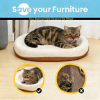 2 in 1 Cat Scratcher and Bed for Large Cats, Wear-Resistant Felt Cat Scratching Pad & Lounge, Protects Furniture from Scratching, Couch Protector Alternative (with Mochi Balls)