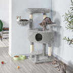 Topeakmart 46'' Cat Tree Cat Tower, with Thicker Scratching Posts, Larger Plush Perch, Spacious Condo, Basket, Multi-Level Cat Condo Furniture for Indoor Cats Kitty Pet Play House