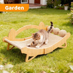 Cat Scratcher Bed, 3-in-1 Cat Scratching Pad with Hammock & Ball, Natural Sisal with Solid Wood Frame Cat Scratch Post for Indoor Cats Lounger & Sleep & Scratch