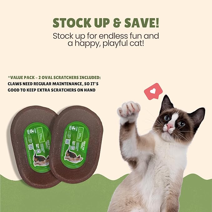 B Kitty Scratcher Cat Bed, Fun for Your Purr-FECT Feline (B-Scratcher Oval Pack x 2)