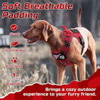 rabbitgoo Tactical Dog Harness for Large Dogs, No Pull Military Service Vest with Handle & Molle, Easy Control for Training Walking, Adjustable Reflective Straps, Red, XL