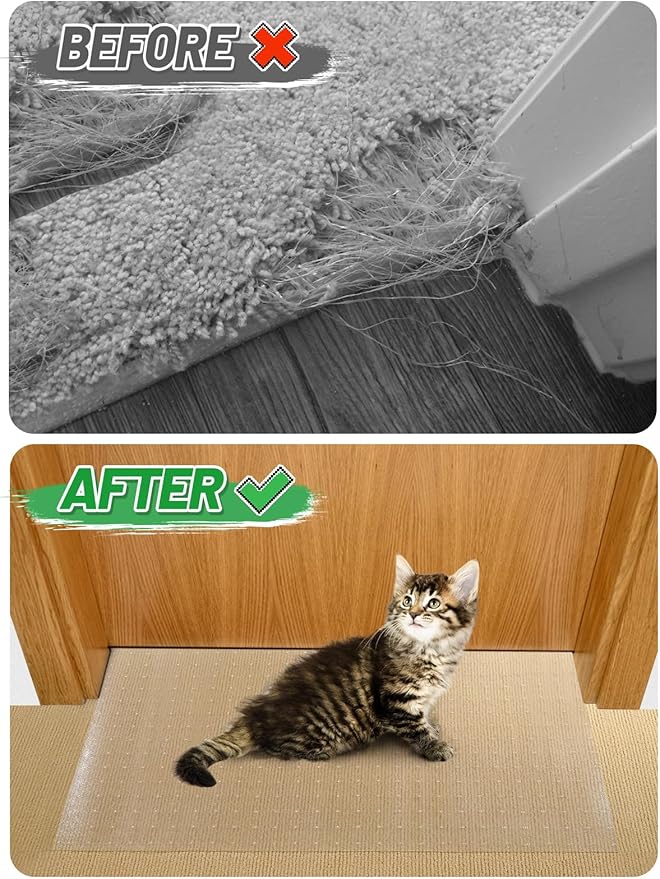 3.9Ft(L) Carpet Protector for Pets - Anti-Slip Cat Carpet Protector, Scratch Resistant Pets Scratch Stopper, Easy to Cut Floor Runner Under Doorway to Prevent Tearing for Cat Owner Gifts