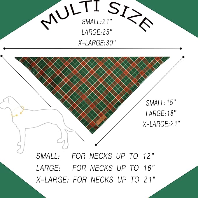 Realeaf Christmas Dog Bandanas 2 Packs, Reversible Red Green Plaid Dog Scarf, Xmas Pet Bandana for Boy and Girl, Premium Durable Fabric, Holiday Check Bandana for Small and Medium Dogs Pets (Small)