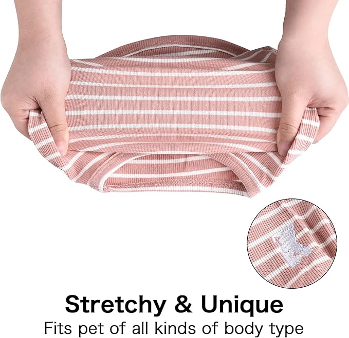 Koneseve Dog Shirt Vest Lightweight Stretchy Dog T-Shirts Soft Cool Sleeveless Stripe Vests Breathable Clothes for Puppy Kitty Cats Small Medium Large Dogs 2 Pack Pink + Green [ M/Medium ]