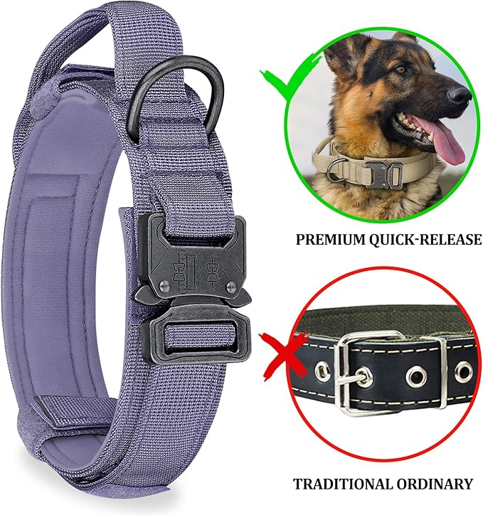 COOYOO Dog Collar,3 Piece Set Tactical Dog Collars, Adjustable Military Training Nylon Dog Collar with Control Handle and Heavy Metal Buckle for Medium and Large Dogs