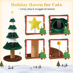 62" Cat Tower for Indoor Cats, Multi-Level Wooden Cat Tree with Sisal Scratching Posts, Cozy Cat Beds & Modern Holiday Design, Green