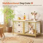 Dog Crate Furniture for 2 Dogs, 43.3" Dog Kennel with Removable Divider, Heavy Sturdy Dog Furniture Style Double Cage for Small Medium Dog, Indoor Pet House End Table, White and Gold
