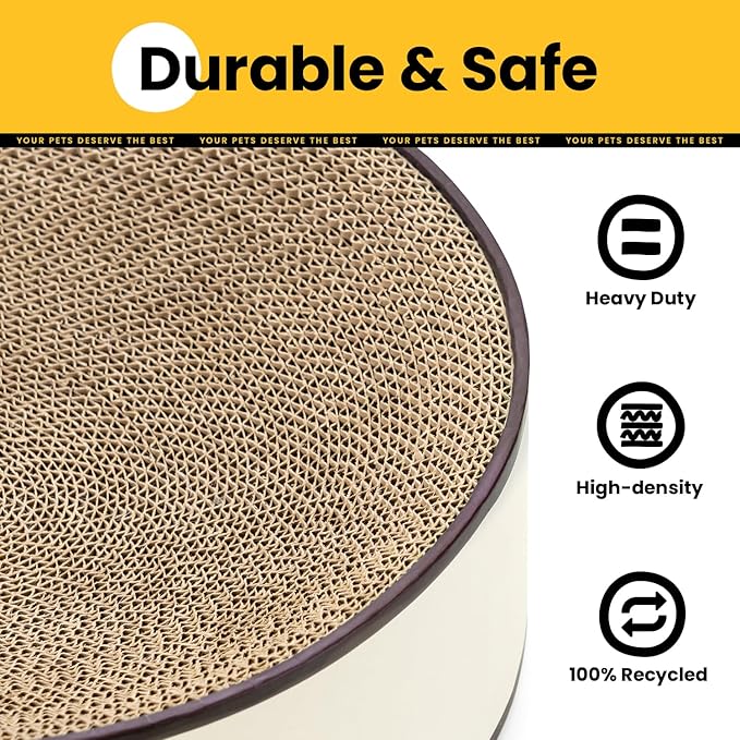 Oval Cat Scratcher Bed, 2-in-1 Cat Scratching Board, Natural Corrugated Cardboard Scratch Pad Lounge, Sealed Base Traps Debris,No Assembly Kitty Furniture,Stylish Colors Blends Any Home Decor
