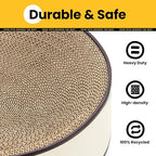 Oval Cat Scratcher Bed, 2-in-1 Cat Scratching Board, Natural Corrugated Cardboard Scratch Pad Lounge, Sealed Base Traps Debris,No Assembly Kitty Furniture,Stylish Colors Blends Any Home Decor