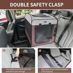 DONORO Dog Kennels and Crates for Medium Dogs, Portable Pop Up Indoor Pet Cage with Sturdy Wire Frame, Collapsible Travel Crate Soft Sided Cat Bag Escape Proof (Brown, 32.0" L x 21.0" W x 26.0" H)