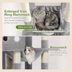 Globlazer Multi-Level Extra Large Tall Cat Tower 83 inch Sturdy Heavy Duty Cat Tree for Indoor Large Adult Cats Kittens with 2 Cat Condo, 8 Scratching Post, 2 Hammock, S83G, Light Grey