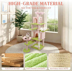 71" Flower Cute Cat Tree for Indoor Cats Large Adult, Tall Cat Tower with Scratching Post & Condo, Hammock, Aesthetic Cats Stand, Modern, Easy Assembly (Pink, 71" Tall)