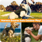 Heavy-Duty Tactical Dog Harness for Large Dogs, No Pull Adjustable Reflective Pet Vest with Molle System, K9 Military-Grade Control for Service Training, Outdoor & 10+ Breeds, Green Camo, X-Large