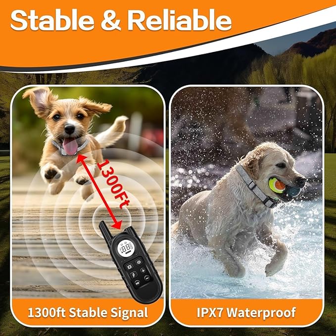 Tiniest Dog Shock Collar for 2 Dogs, Lightest Dog Training Collar with Remote for 2 Small Dogs 5-15lbs & Medium Large Dogs/Puppies, Waterproof, Rechargeable, 1300ft Range (2 White Black Dot Collars)