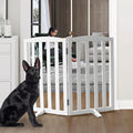 Freestanding Dog Gate Indoor, Doggie Gate Foldable Dog Gates for Doorways,Stairs or Hallways, Wooden White Pet Gate for the House,Pet Fence with Support Feet Included, 32 "Height-2 Panels
