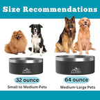 Alpine Set of 2 Stainless Steel Dog Bowls, Non Slip, Metal Pet Bowl for Food and Water, Double Walled Insulated, Rustproof, Dishwasher Safe - Black (AB)