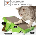 3 Pack Cat Scratch Pad with Box,Slope Cardboard Scratcher for Indoor Cats Protects Furniture,Reversible Scratching Board for Cats with Catnips Bed for Small Medium Cats Kitten Rest