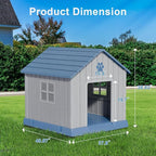 Dog House Indoor Outdoor for Small to Large Sized Dogs Resin Outdoor Dog House with Ventilation Puppy Shelter with Elevated Floor, Easy to Assemble, Blue