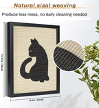 Ownpets Sisal Cat Scratcher, Cat Wall Mounted Scratcher, Cute Scratch Pad for Indoor Cats, with Frame Decorative Art Scratching Board Furniture Protector