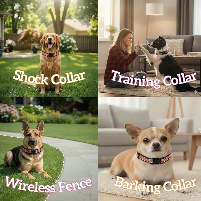 Training Collar Replacement Straps Adjustable Nylon Bands for E-Collars & Shock Collars, 2-Pack (Orange&Pink) - Dog Collar Accessory Fits Most 3/4 Inch Electronic Training Collars