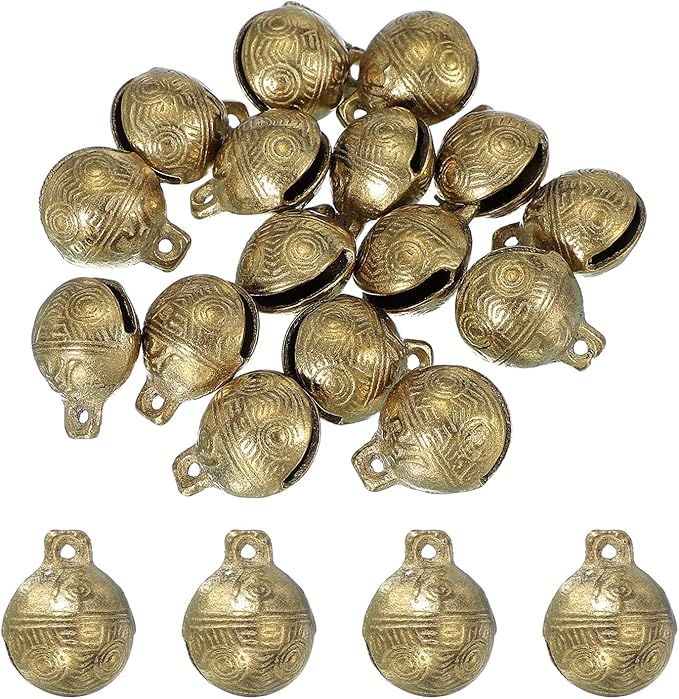 uxcell 16 Pcs Vintage Bronze Jingle Bells, 22mm Tibetan Jingle Bells for Crafts, Small Rustic Decorative Metal Bell for Dog Cat Pet Collar DIY Crafts Home Door Christmas Decor