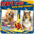 Tough & Strong Dog Toy for Aggressive Chewers – Tough Chew Toys for Large Dogs, Ideal for Tug-of-War & Teeth Cleaning, with 3 Rope Toys & 2 Dog Bags
