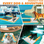 HEYBOARD Inflatable Dog Pool Ramp for Large Dogs Safe Dog Dock Boat Ramp Floating Pontoon Ladder Steps for Dogs Up to 230 lbs with Non-Slip EVA for Pool & Lake