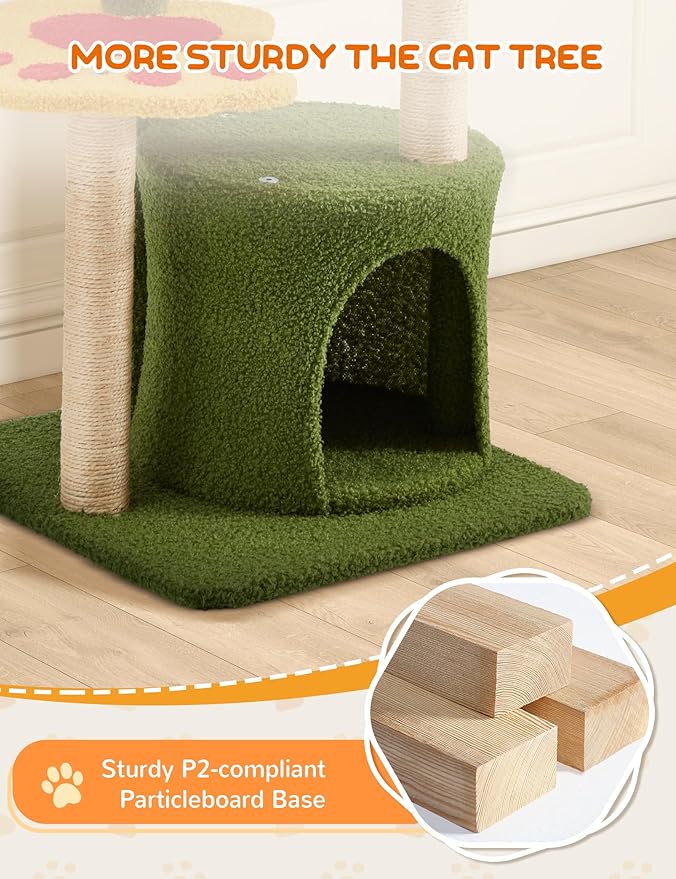 37in Cute Cat Tree Kitten Cat Tower for Indoor Cat Condo Sisal Scratching Posts with Jump Platform Cat Furniture Activity Center
