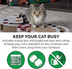 Furhaven Scratching Pad Ball Track Cat Toy w/ Catnip for Indoor Cats - Giant Snow Man Holiday Corrugated Busy Box Scratcher - White, One Size