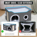Houseables Cat House, Cat Cave Bed, Kitty House, Hideaway Pet Bed, Cathouse, Catbed, Kitten Hideout, Covered Pet Cave, Indoor Kitty Home, Hiding Spot, Enclosed Cubby Box, Fort Cube, w/Scratcher, Large