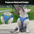 Huntboo Escape Proof Dog Harness, Escape Artist Harness, Reflective Dog Harness with Handle, Durable,Adjustable Vest for Small Medium Large Dogs Walking, Training, and Running Gear(Sea Blue,M)