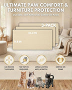 Trimmable Self-Adhesive Cat Scratch Mat, DIY Climb Scratcher for Cat Tower, Couch, and Furniture Protector, Replacement Pads (Beige, 23.6''x11.8'', 3-Pack)